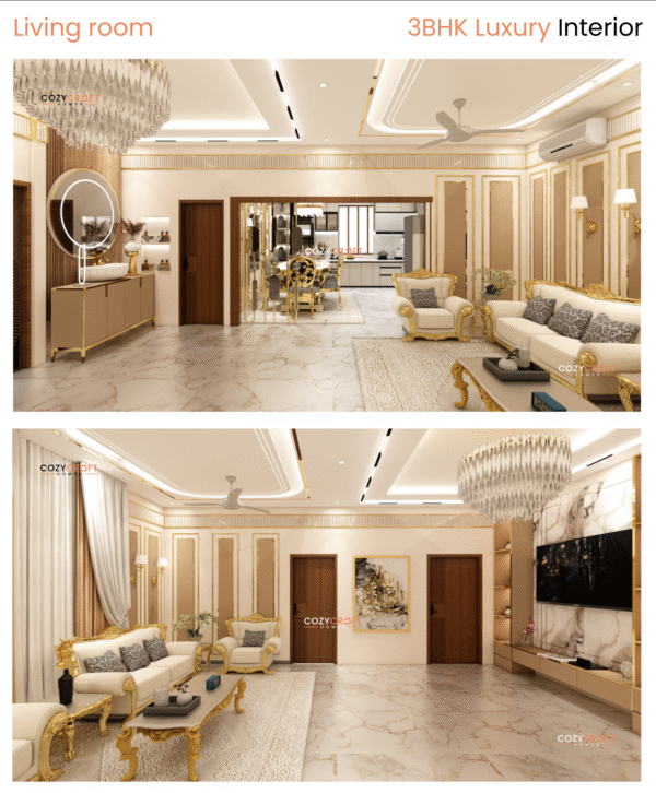 3BHK Luxury Interior – Arabic Theme West Facing 30x50 Home | CozyCraft Homes